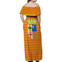Aragon Flag Family Matching Off Shoulder Maxi Dress and Hawaiian Shirt Autonomous Community of Spain - Wonder Print Shop