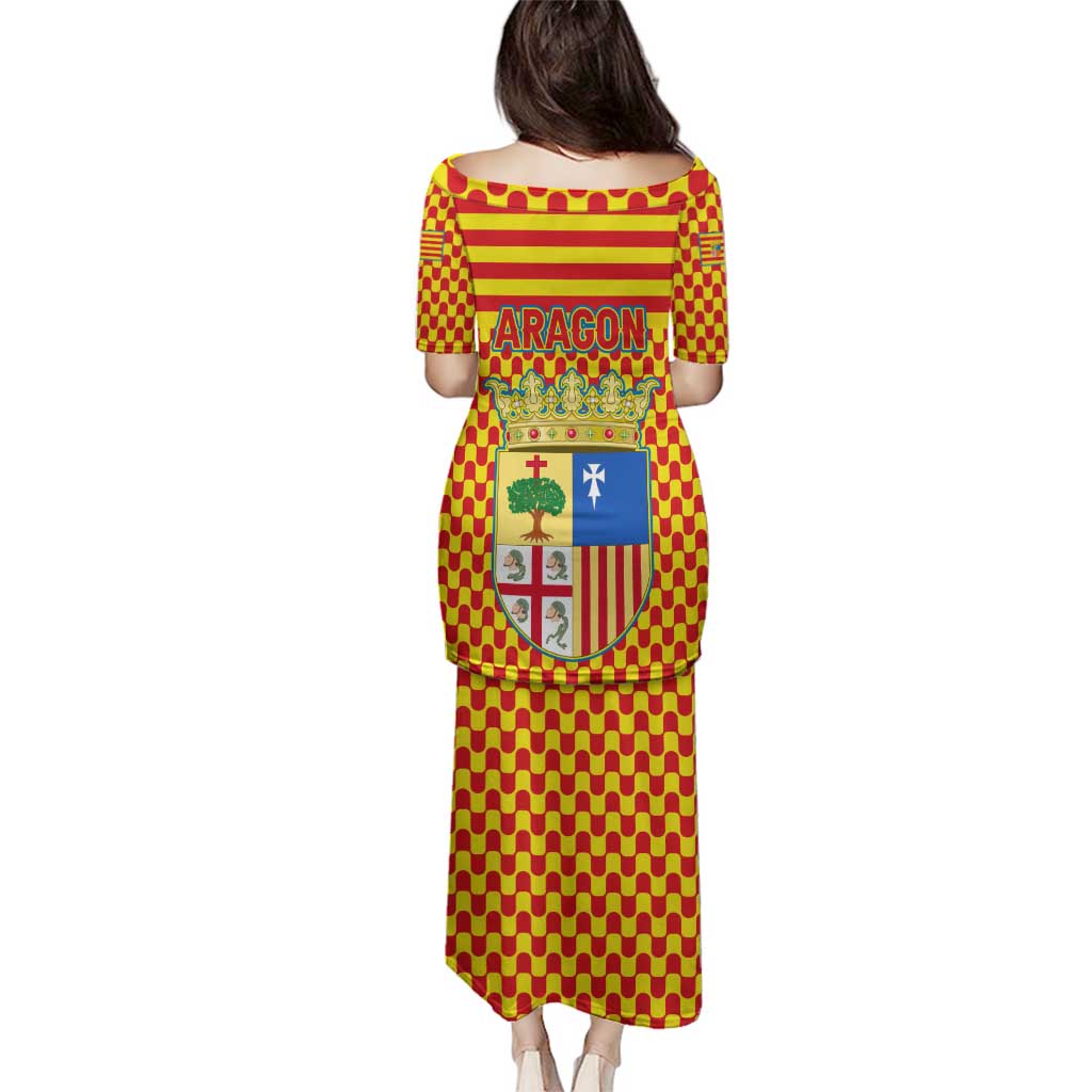 Aragon Flag Family Matching Puletasi and Hawaiian Shirt Autonomous Community of Spain - Wonder Print Shop