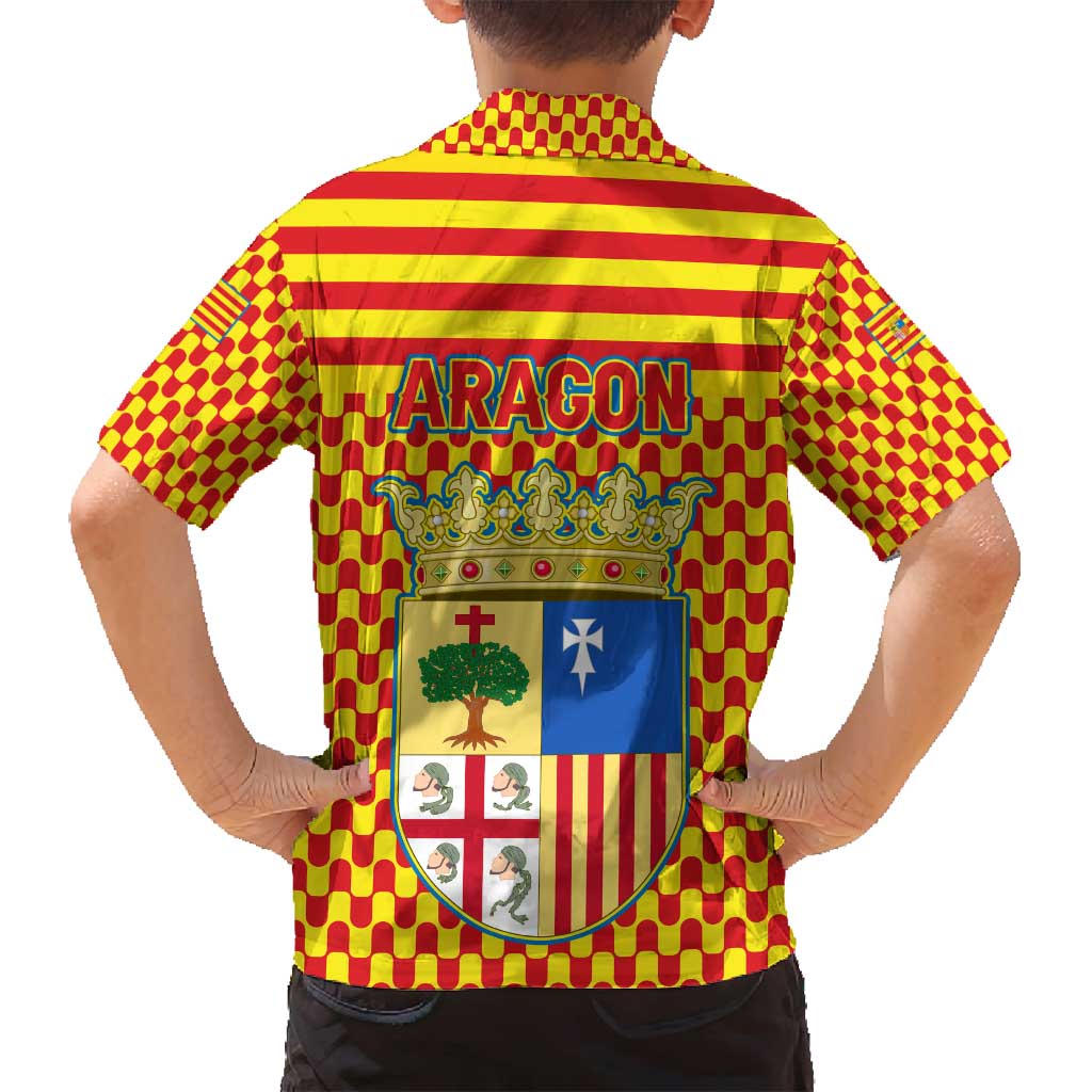Aragon Flag Family Matching Tank Maxi Dress and Hawaiian Shirt Autonomous Community of Spain - Wonder Print Shop
