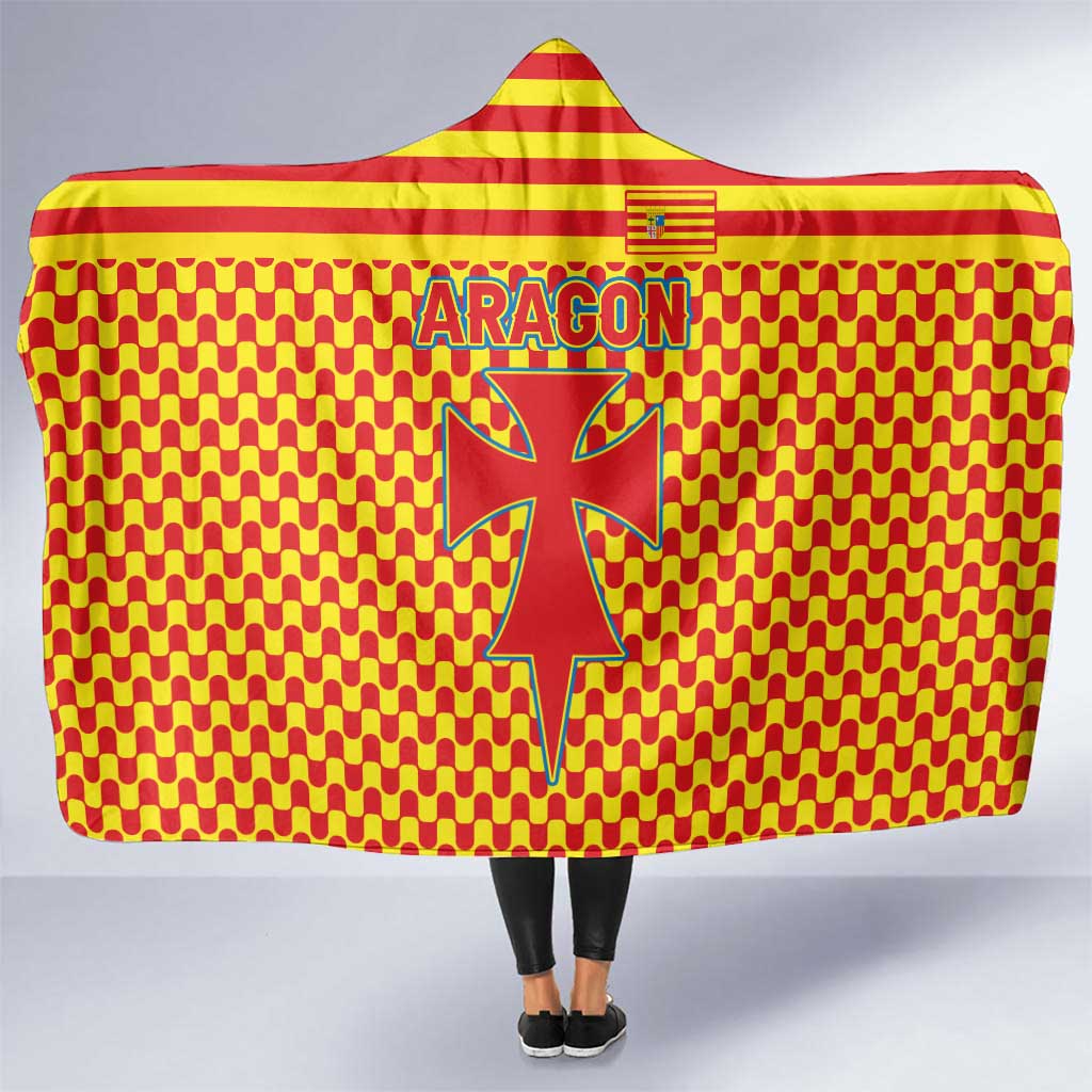 Aragon Flag Hooded Blanket Autonomous Community of Spain - Wonder Print Shop