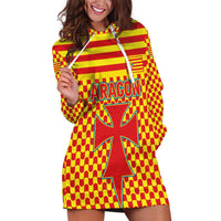 Aragon Flag Hoodie Dress Autonomous Community of Spain - Wonder Print Shop