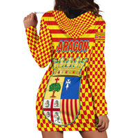 Aragon Flag Hoodie Dress Autonomous Community of Spain - Wonder Print Shop