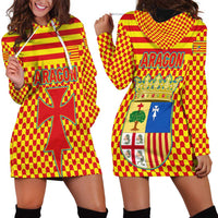 Aragon Flag Hoodie Dress Autonomous Community of Spain - Wonder Print Shop