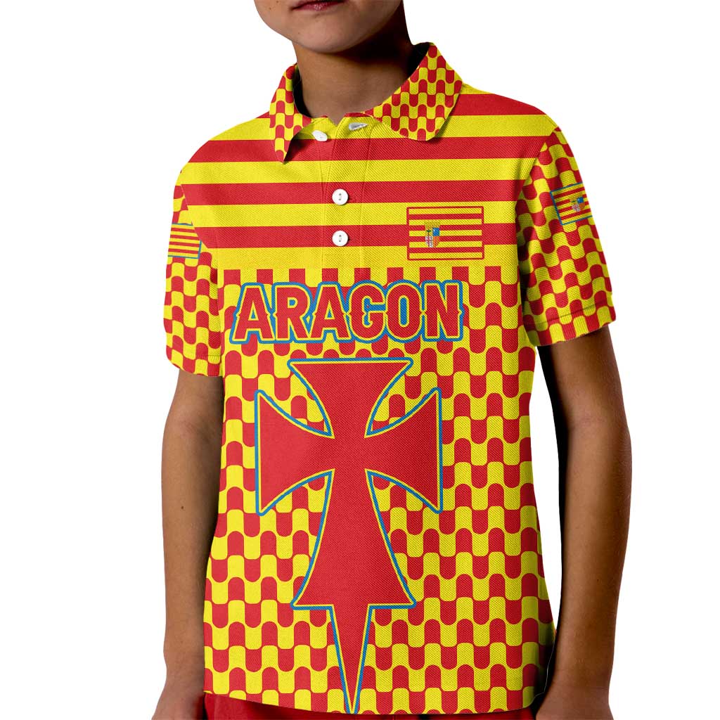 Aragon Flag Kid Polo Shirt Autonomous Community of Spain - Wonder Print Shop