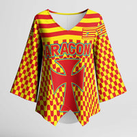 Aragon Flag Kimono Sleeve Blouse Autonomous Community of Spain - Wonder Print Shop