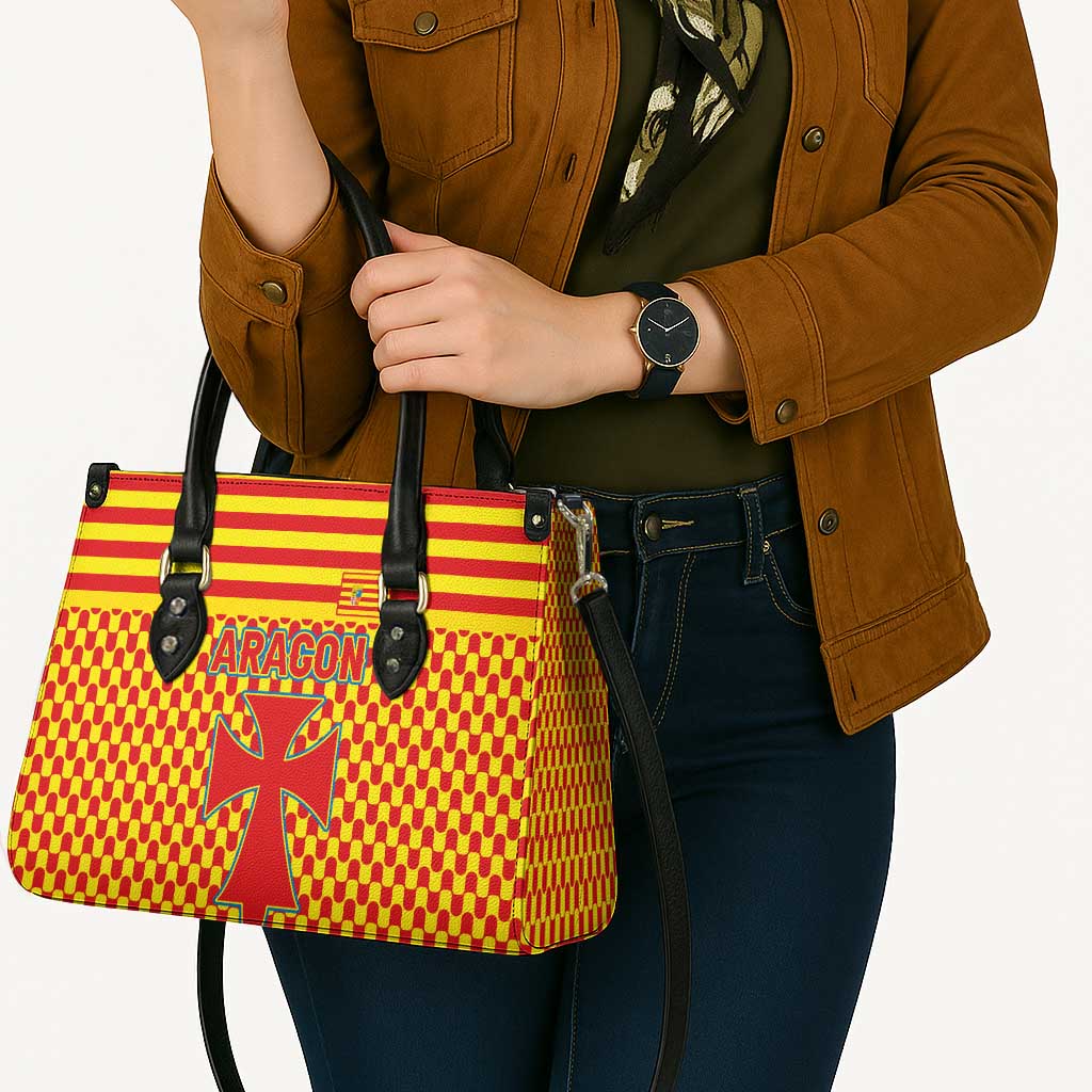 Aragon Flag Leather Bag Autonomous Community of Spain - Wonder Print Shop