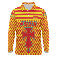 Aragon Flag Long Sleeve Polo Shirt Autonomous Community of Spain - Wonder Print Shop