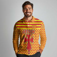 Aragon Flag Long Sleeve Polo Shirt Autonomous Community of Spain - Wonder Print Shop