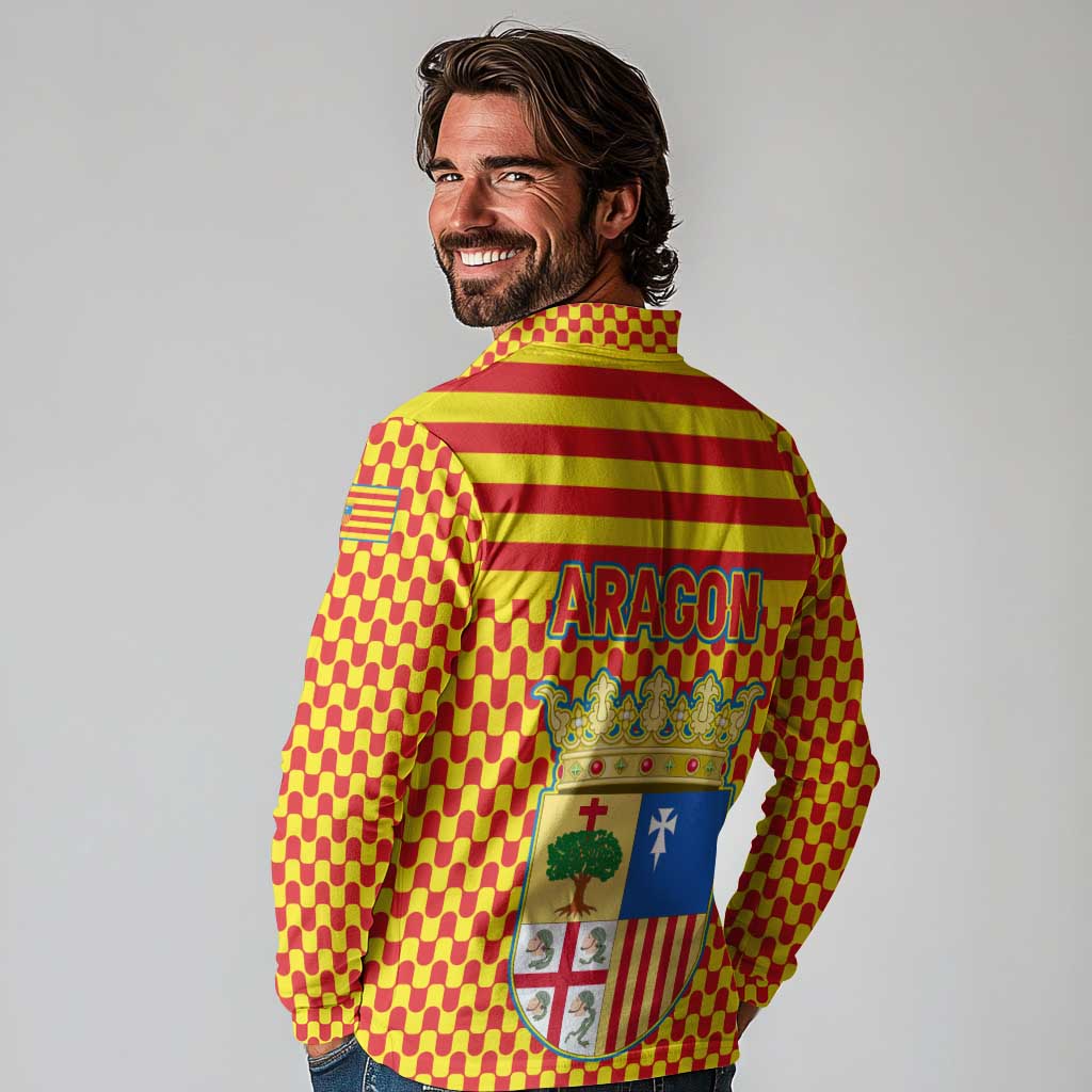 Aragon Flag Long Sleeve Polo Shirt Autonomous Community of Spain - Wonder Print Shop