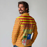Aragon Flag Long Sleeve Polo Shirt Autonomous Community of Spain - Wonder Print Shop