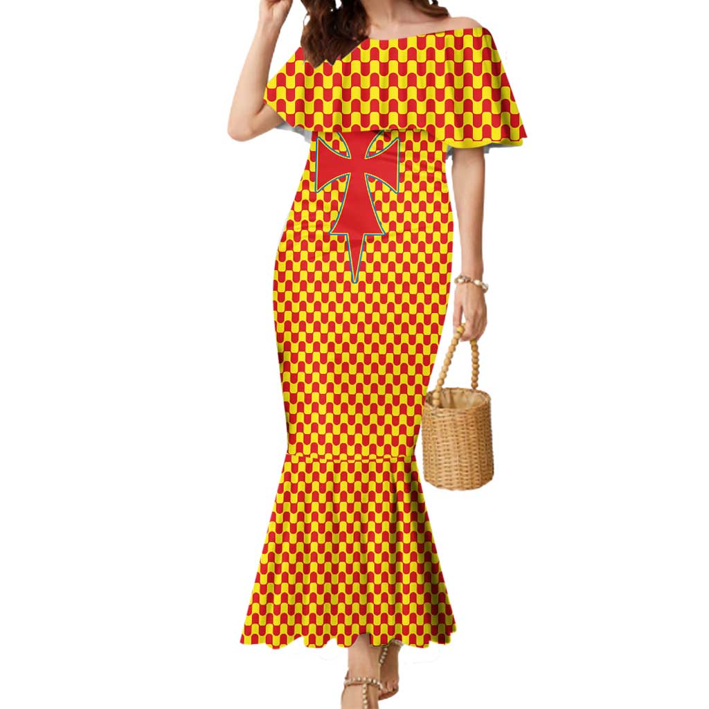 Aragon Flag Mermaid Dress Autonomous Community of Spain - Wonder Print Shop