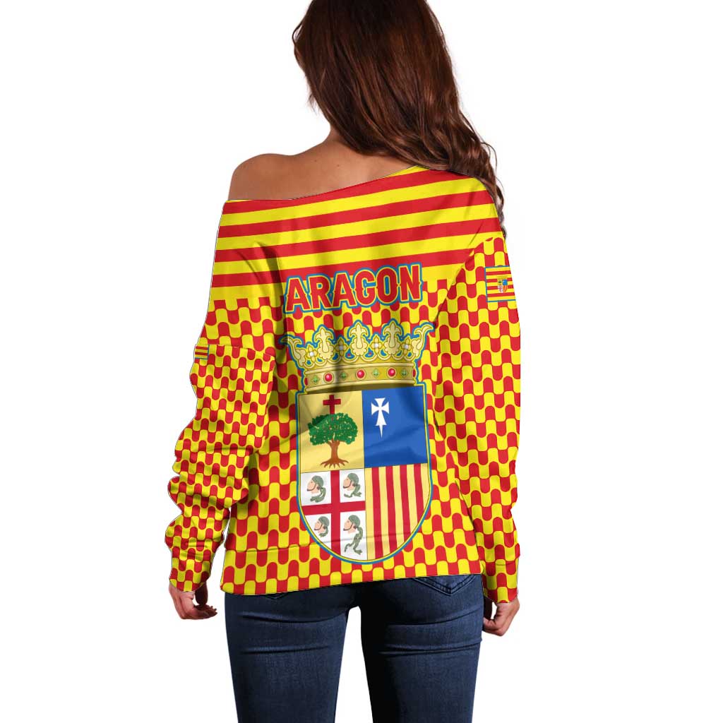 Aragon Flag Off Shoulder Sweater Autonomous Community of Spain - Wonder Print Shop