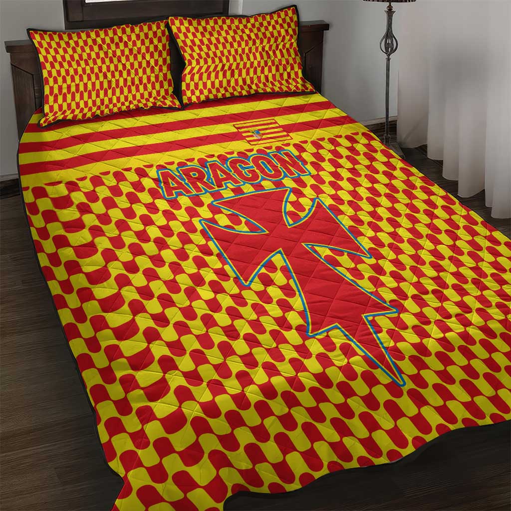 Aragon Flag Quilt Bed Set Autonomous Community of Spain - Wonder Print Shop