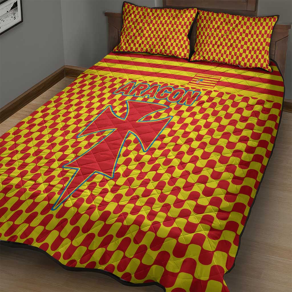 Aragon Flag Quilt Bed Set Autonomous Community of Spain - Wonder Print Shop