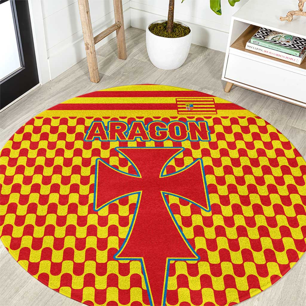 Aragon Flag Round Carpet Autonomous Community of Spain - Wonder Print Shop