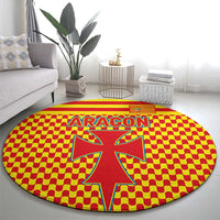 Aragon Flag Round Carpet Autonomous Community of Spain - Wonder Print Shop