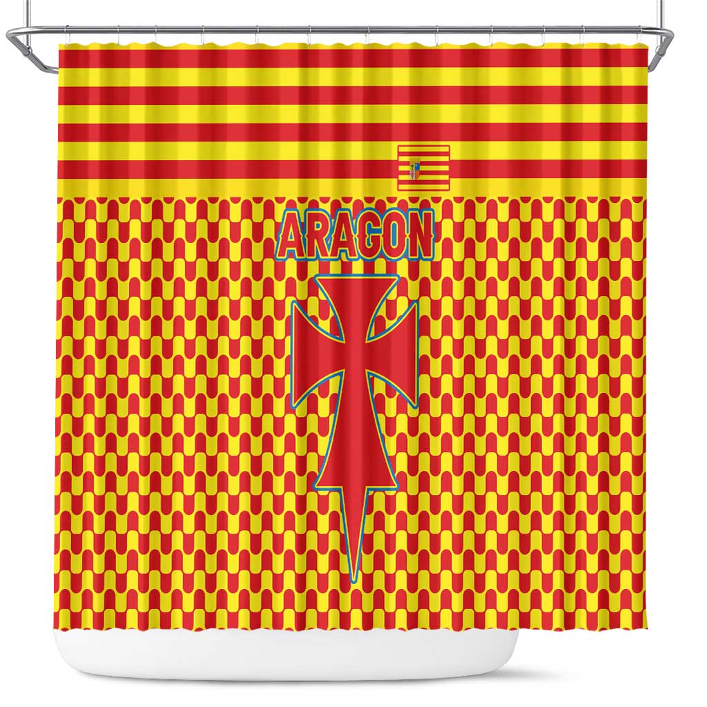 Aragon Flag Shower Curtain Autonomous Community of Spain - Wonder Print Shop