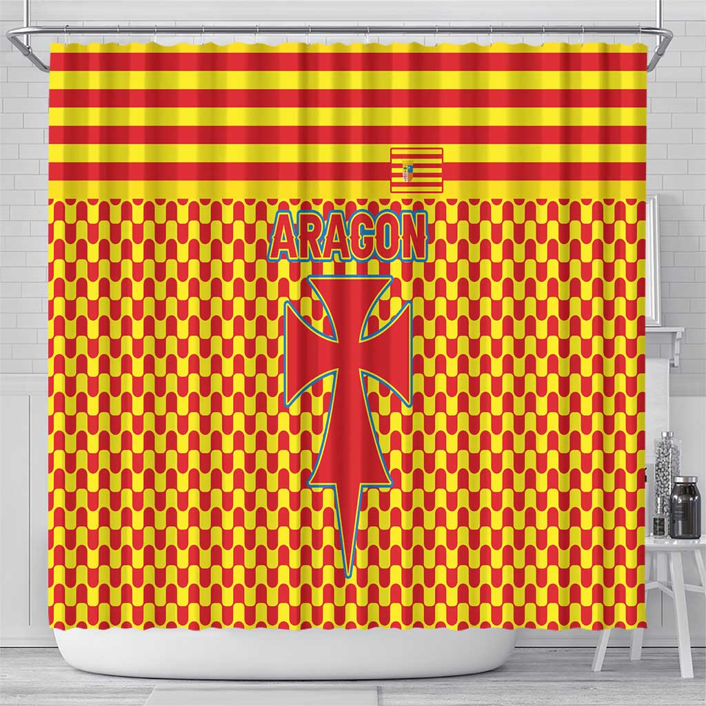 Aragon Flag Shower Curtain Autonomous Community of Spain - Wonder Print Shop