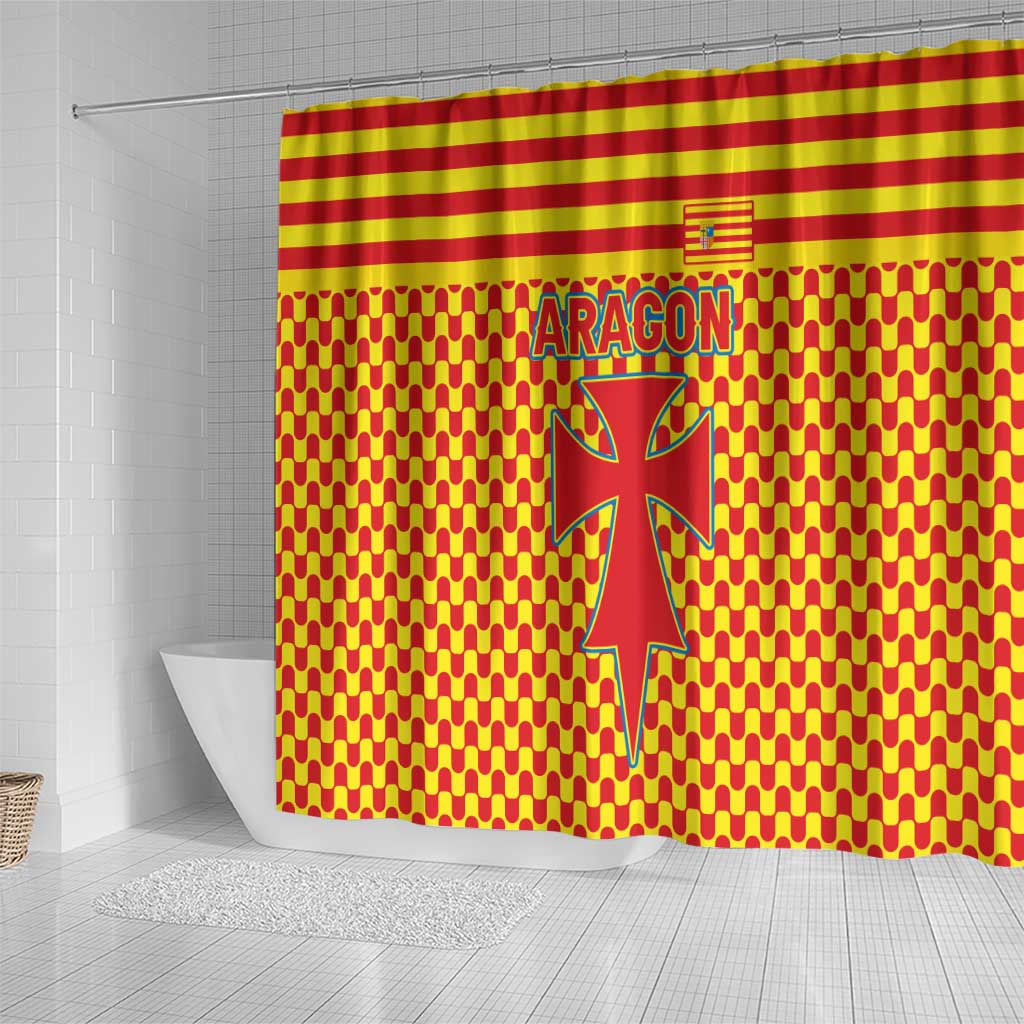 Aragon Flag Shower Curtain Autonomous Community of Spain - Wonder Print Shop