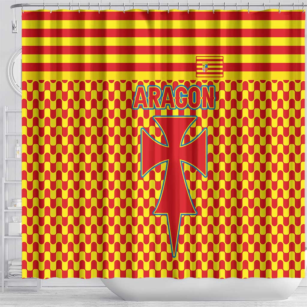 Aragon Flag Shower Curtain Autonomous Community of Spain - Wonder Print Shop
