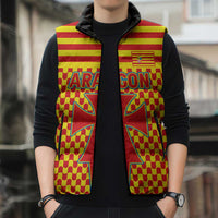 Aragon Flag Sleeveless Puffer Jacket Autonomous Community of Spain - Wonder Print Shop