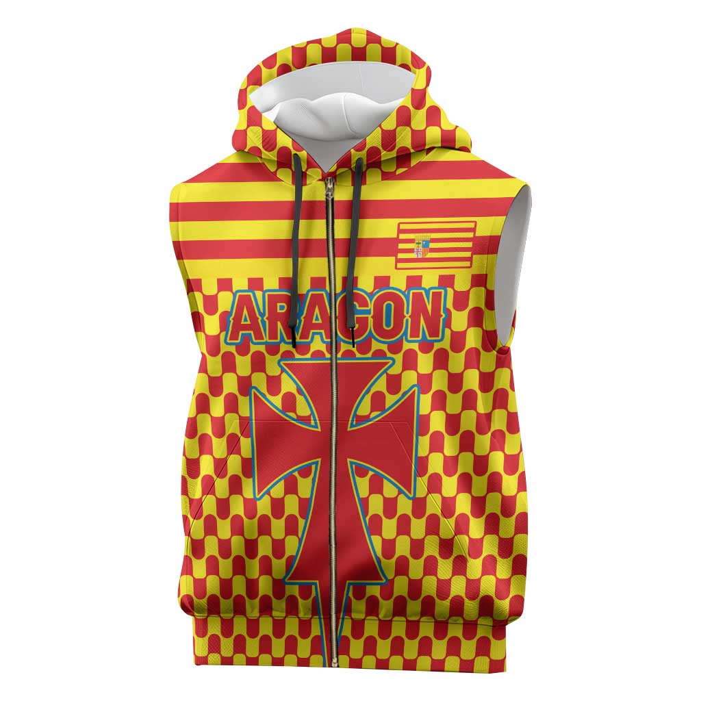 Aragon Flag Sleeveless Zip Hoodie Autonomous Community of Spain - Wonder Print Shop
