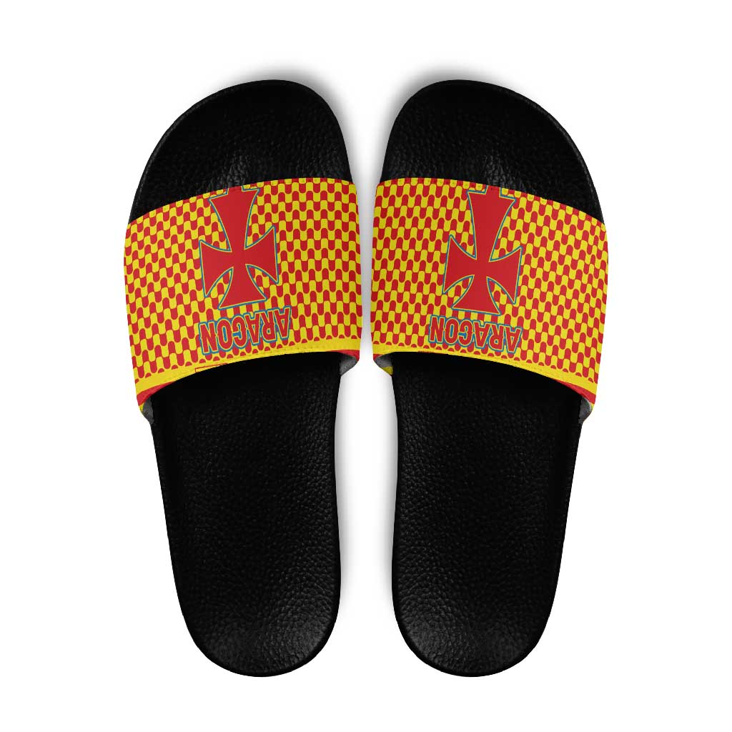 Aragon Flag Slide Sandals Autonomous Community of Spain - Wonder Print Shop