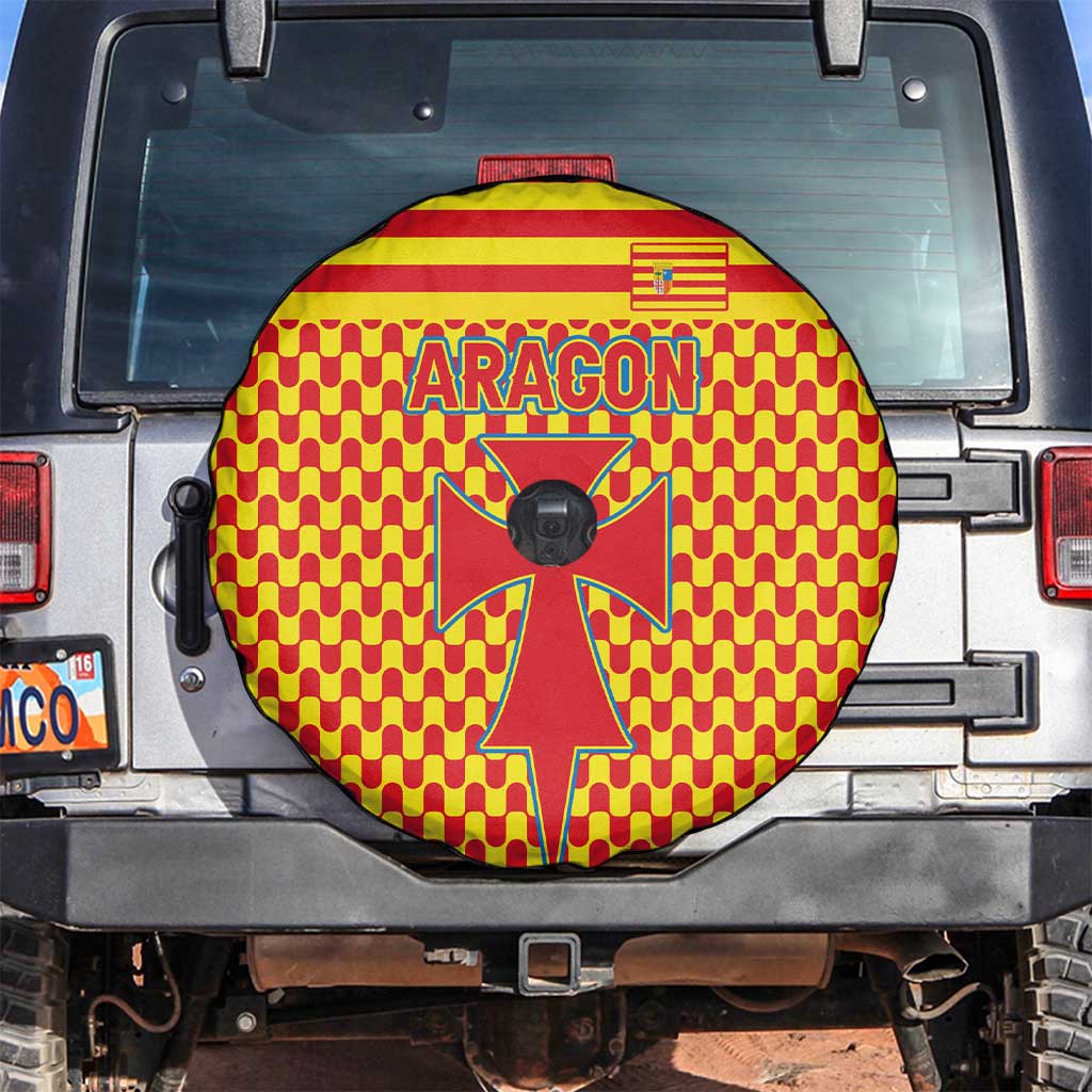 Aragon Flag Spare Tire Cover Autonomous Community of Spain - Wonder Print Shop