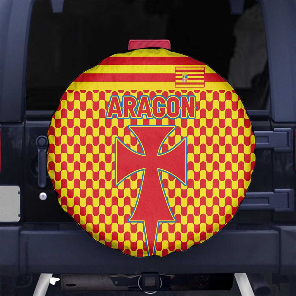 Aragon Flag Spare Tire Cover Autonomous Community of Spain - Wonder Print Shop