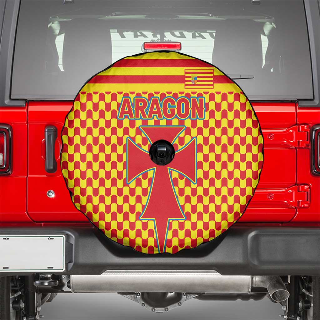 Aragon Flag Spare Tire Cover Autonomous Community of Spain - Wonder Print Shop