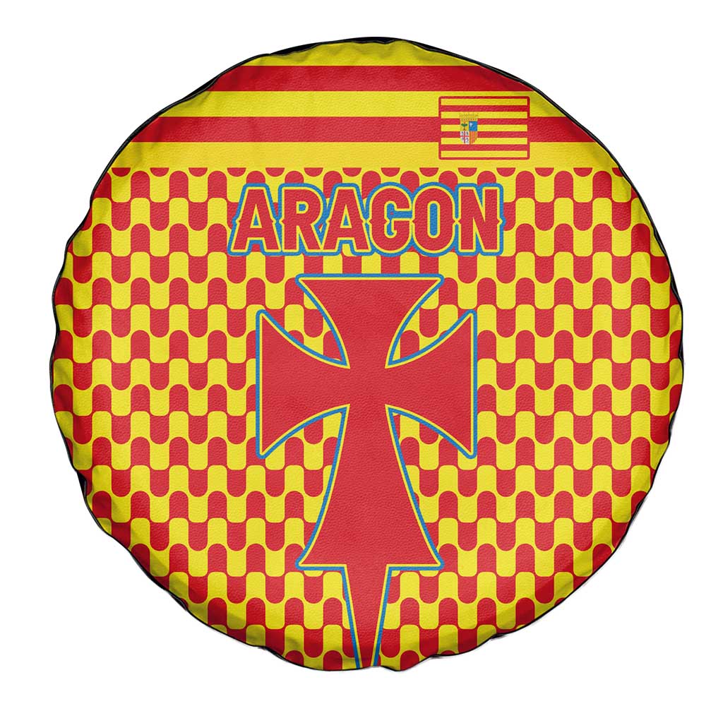 Aragon Flag Spare Tire Cover Autonomous Community of Spain - Wonder Print Shop