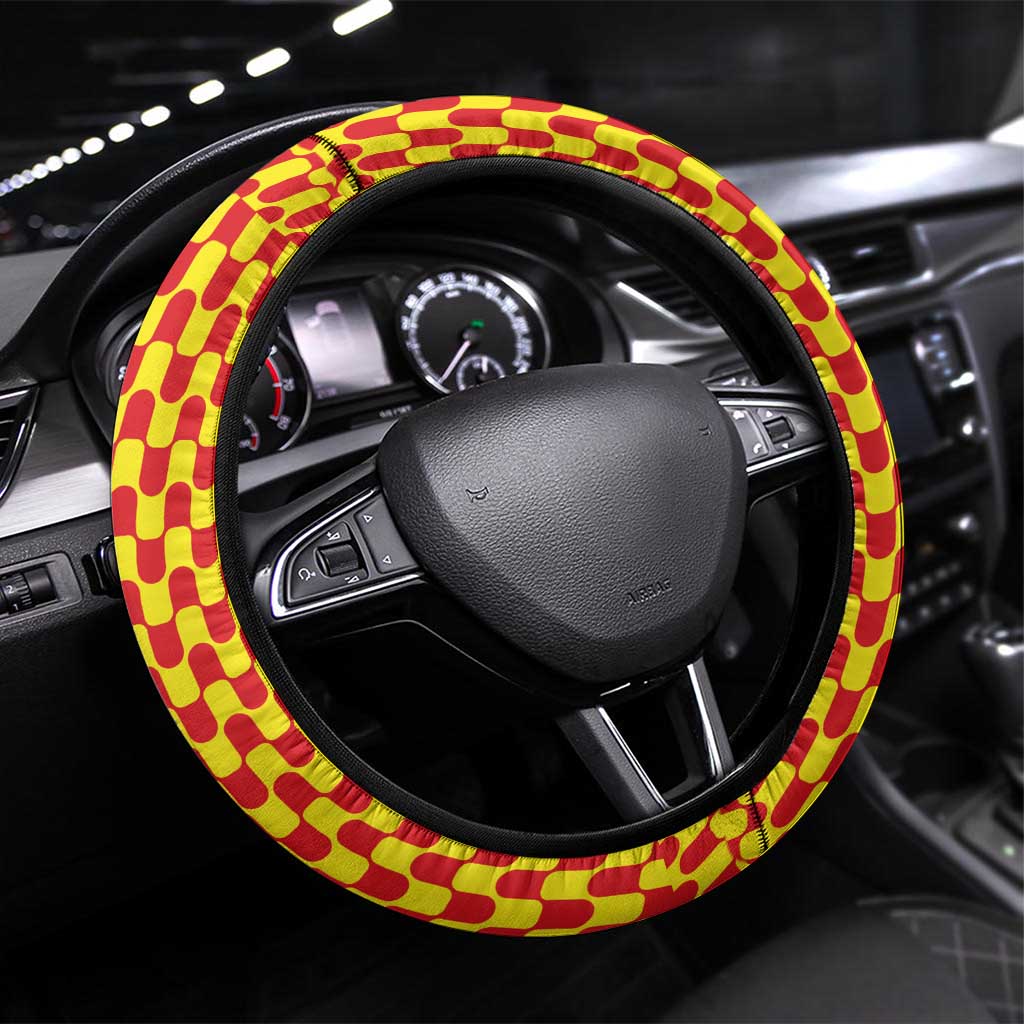 Aragon Flag Steering Wheel Cover Autonomous Community of Spain - Wonder Print Shop