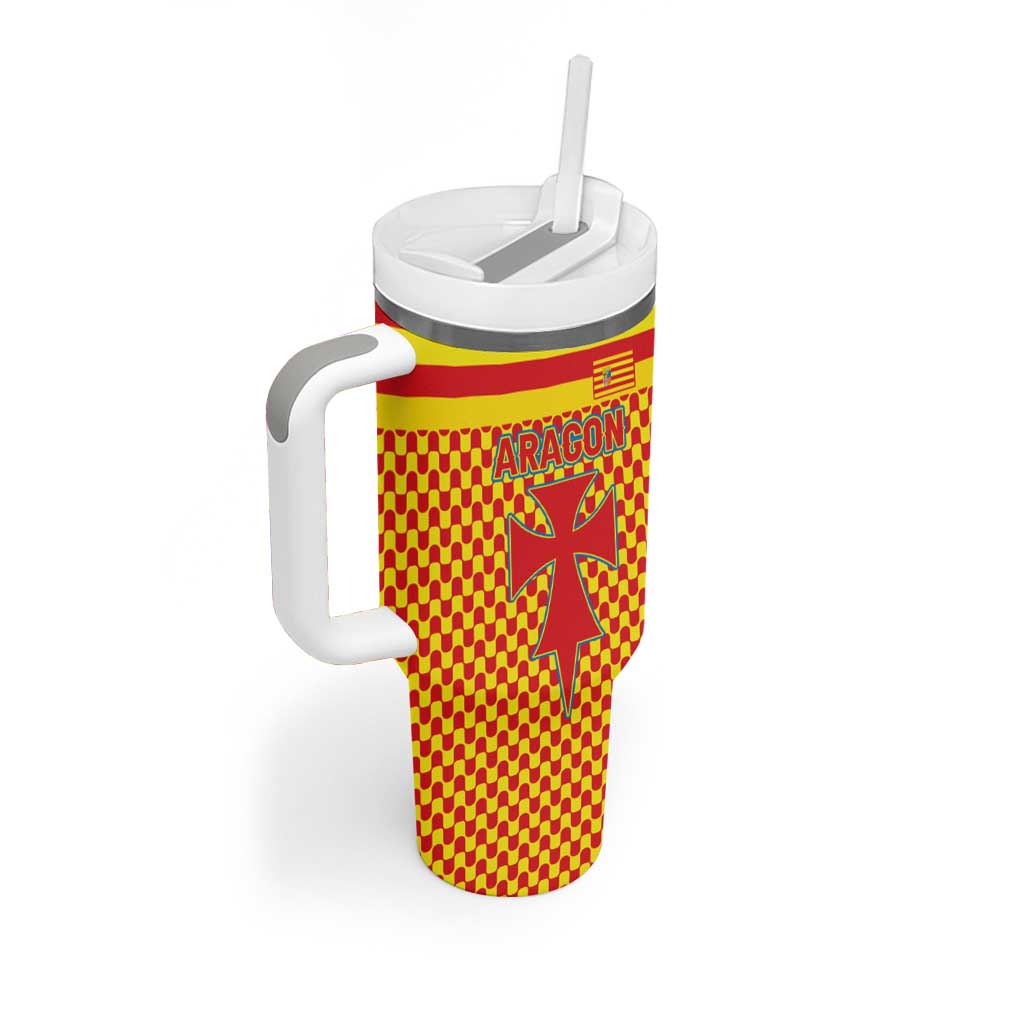 Aragon Flag Tumbler With Handle Autonomous Community of Spain - Wonder Print Shop