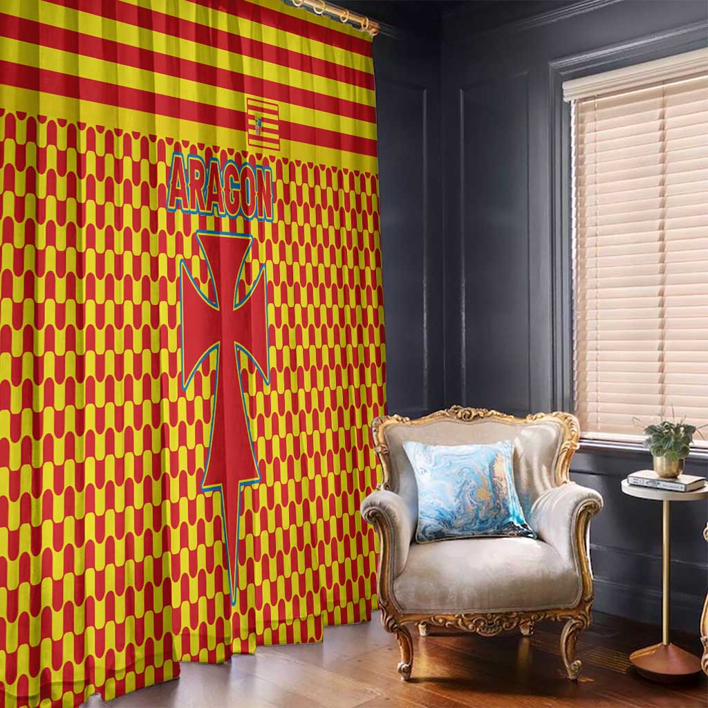 Aragon Flag Window Curtain Autonomous Community of Spain - Wonder Print Shop