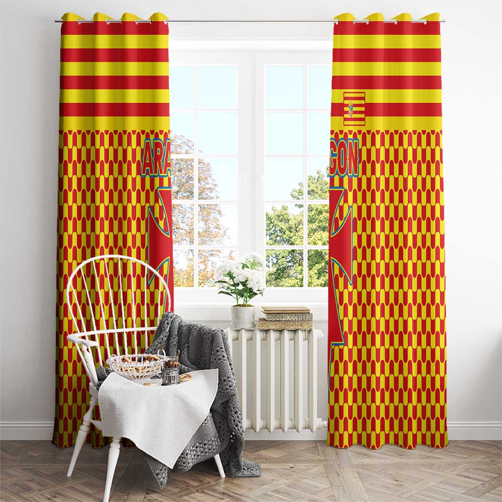Aragon Flag Window Curtain Autonomous Community of Spain - Wonder Print Shop
