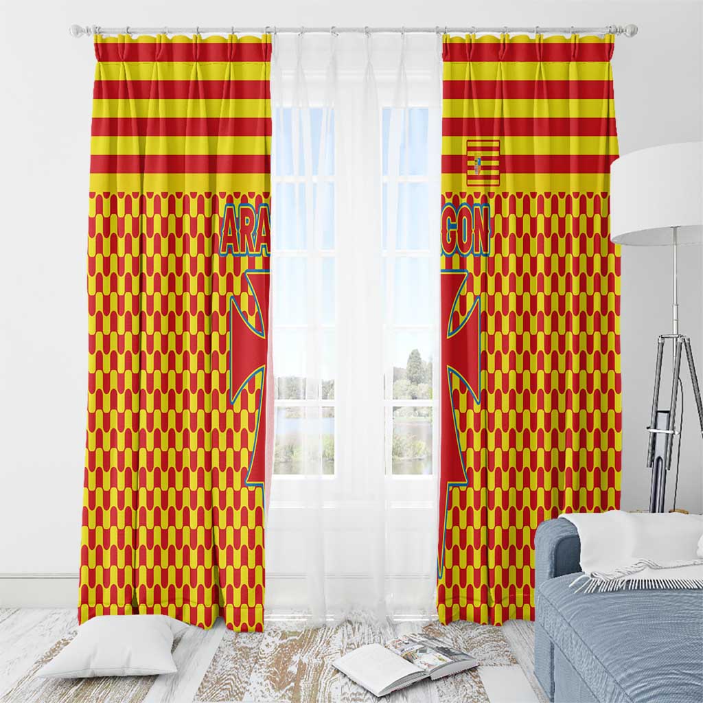 Aragon Flag Window Curtain Autonomous Community of Spain - Wonder Print Shop