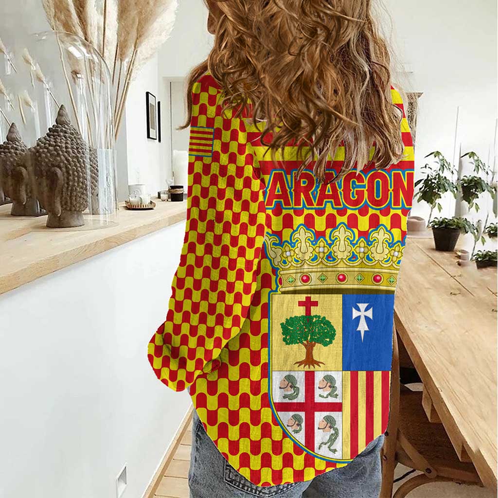 Aragon Flag Women Casual Shirt Autonomous Community of Spain - Wonder Print Shop