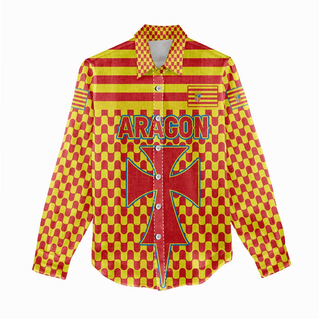 Aragon Flag Women Casual Shirt Autonomous Community of Spain - Wonder Print Shop