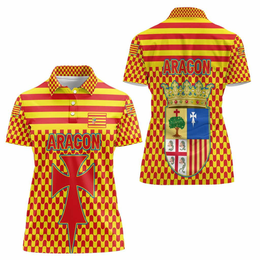 Aragon Flag Women Polo Shirt Autonomous Community of Spain - Wonder Print Shop