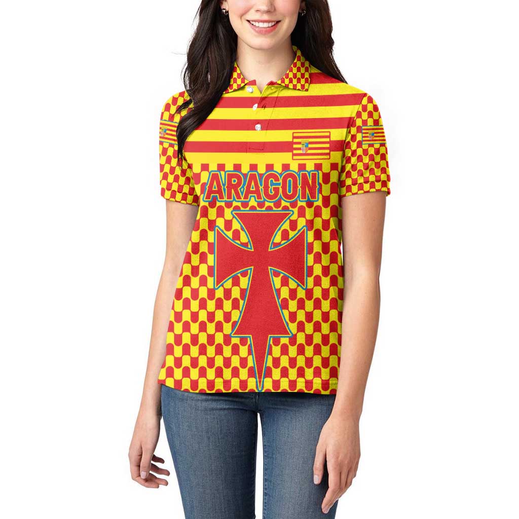 Aragon Flag Women Polo Shirt Autonomous Community of Spain - Wonder Print Shop