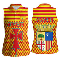 Aragon Flag Women Sleeveless Polo Shirt Autonomous Community of Spain - Wonder Print Shop