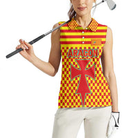 Aragon Flag Women Sleeveless Polo Shirt Autonomous Community of Spain - Wonder Print Shop