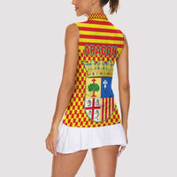Aragon Flag Women Sleeveless Polo Shirt Autonomous Community of Spain - Wonder Print Shop