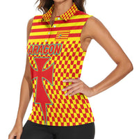 Aragon Flag Women Sleeveless Polo Shirt Autonomous Community of Spain - Wonder Print Shop