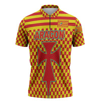Aragon Flag Zipper Polo Shirt Autonomous Community of Spain - Wonder Print Shop