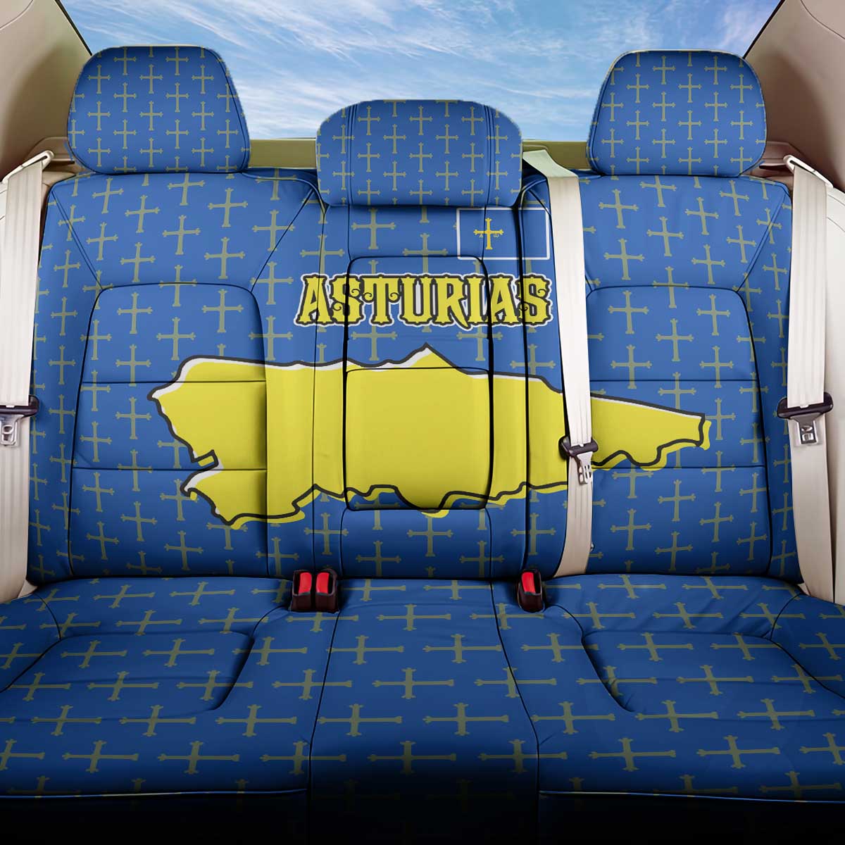 Asturias Flag Back Car Seat Cover Autonomous Community of Spain - Wonder Print Shop