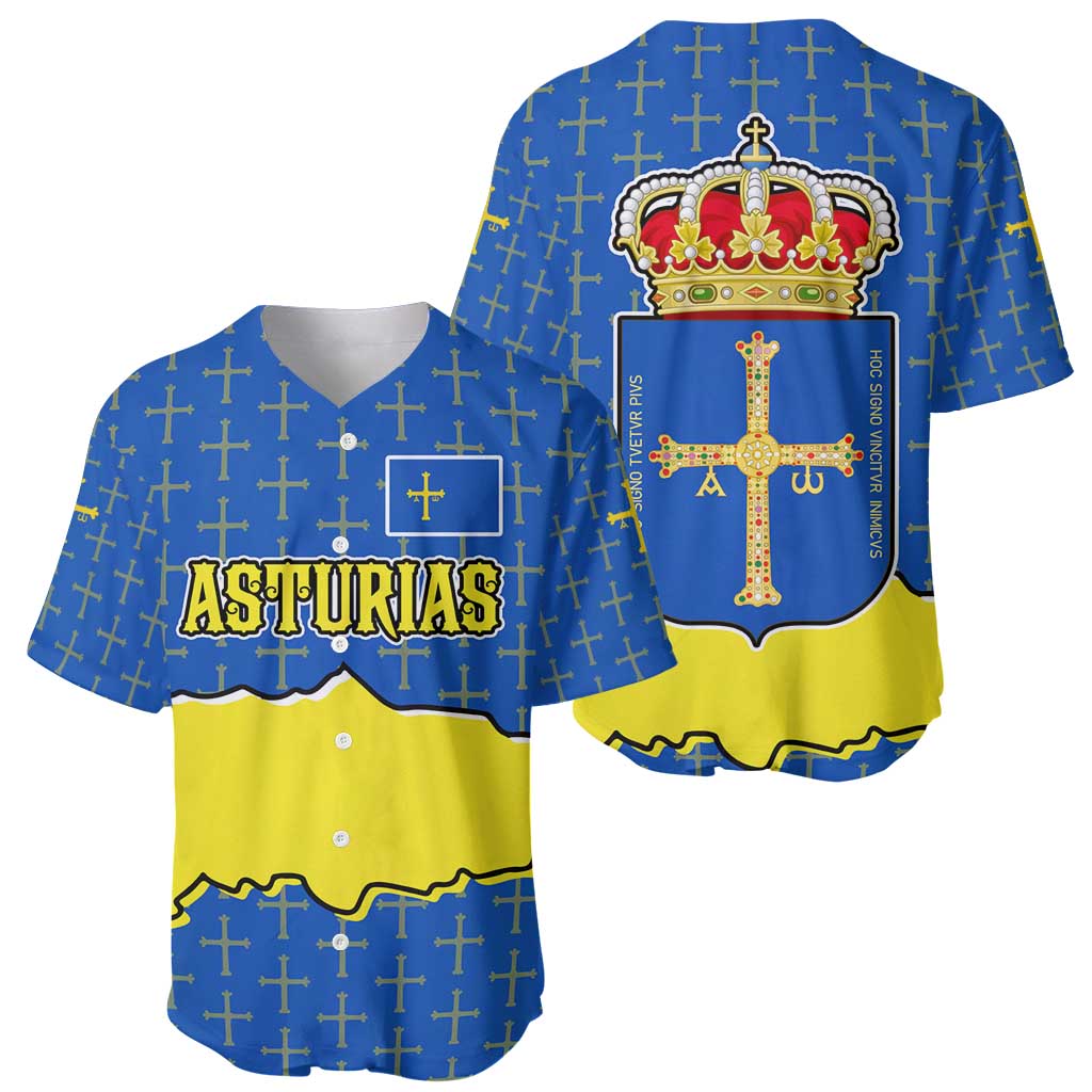 Asturias Flag Baseball Jersey Autonomous Community of Spain - Wonder Print Shop