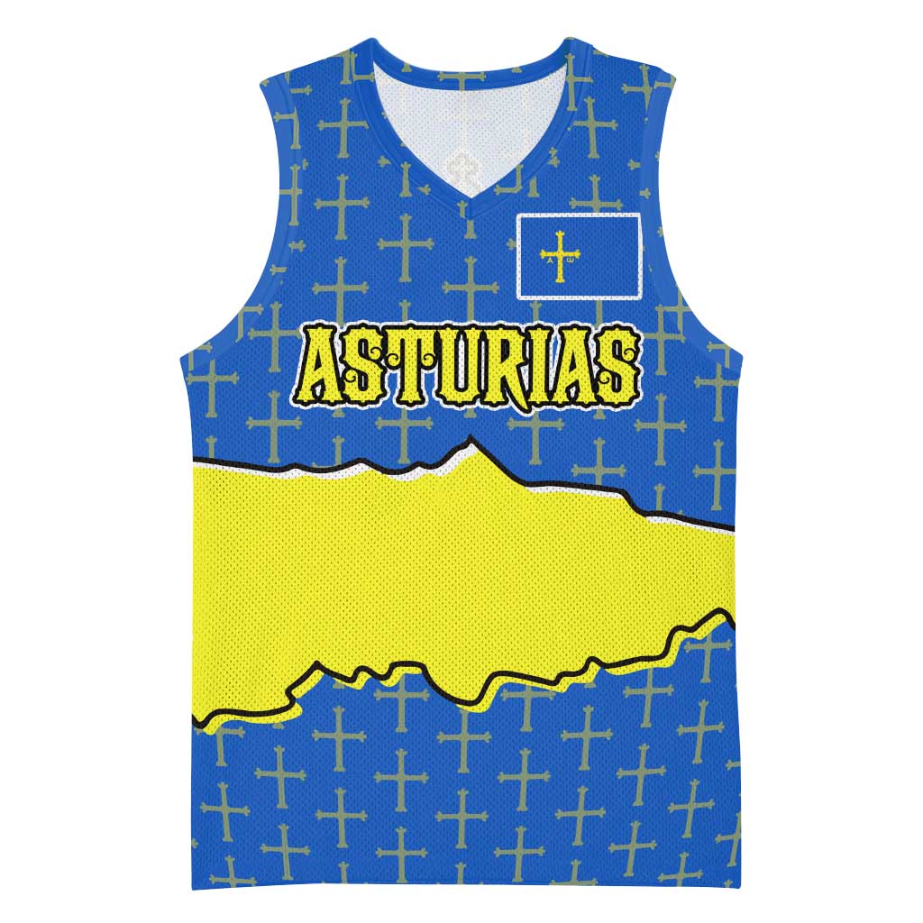 Asturias Flag Basketball Jersey Autonomous Community of Spain - Wonder Print Shop