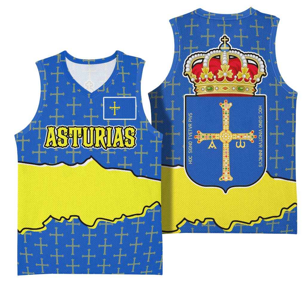 Asturias Flag Basketball Jersey Autonomous Community of Spain - Wonder Print Shop