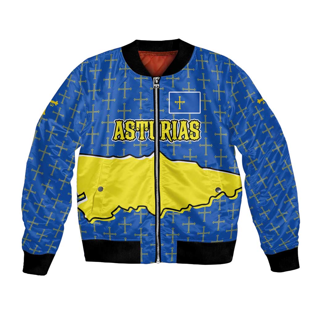 Asturias Flag Bomber Jacket Autonomous Community of Spain - Wonder Print Shop
